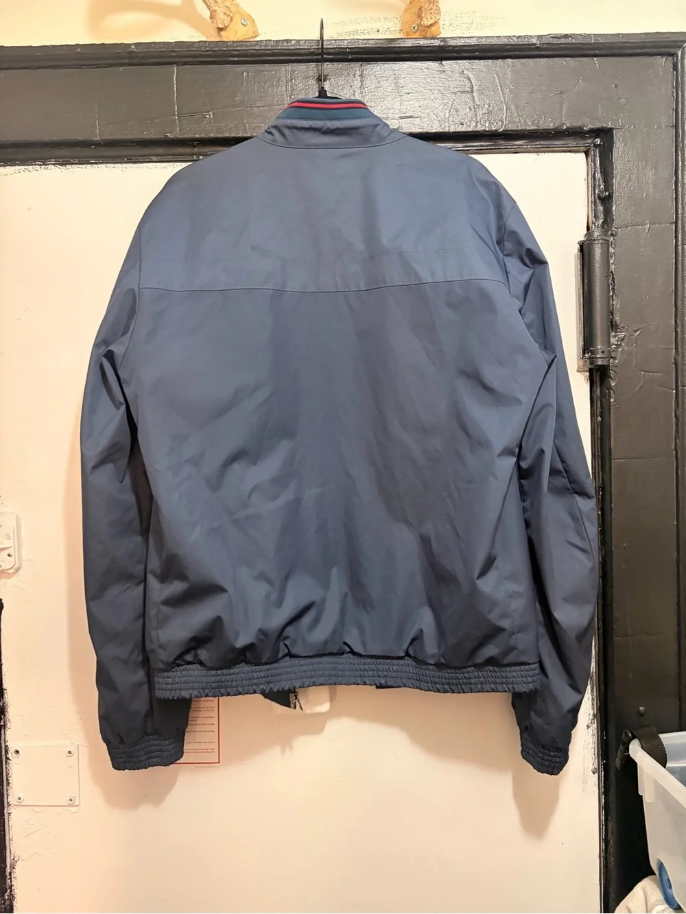 Gucci Men's Blue Bomber Jacket with Stripe Collar
